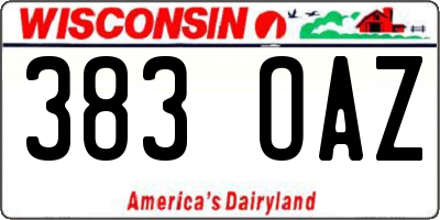 WI license plate 383OAZ