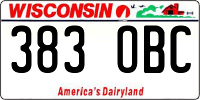 WI license plate 383OBC