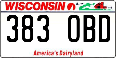 WI license plate 383OBD