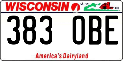 WI license plate 383OBE
