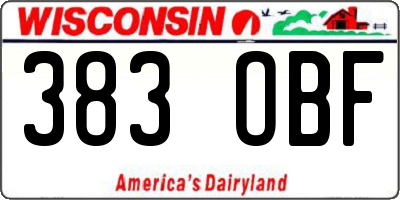 WI license plate 383OBF