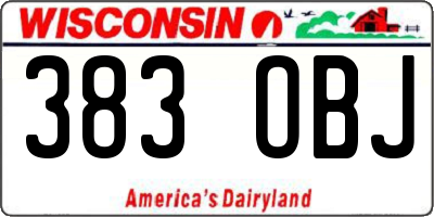 WI license plate 383OBJ
