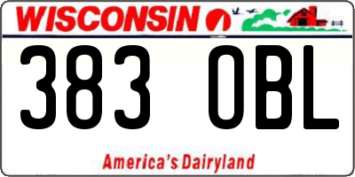 WI license plate 383OBL
