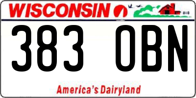 WI license plate 383OBN
