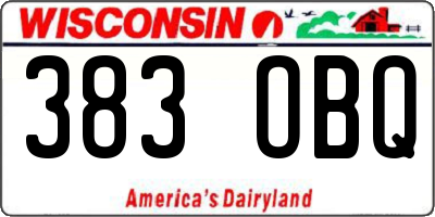 WI license plate 383OBQ