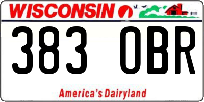 WI license plate 383OBR