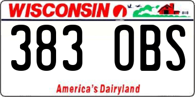 WI license plate 383OBS
