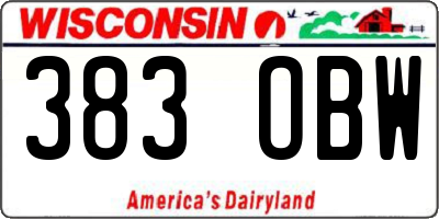 WI license plate 383OBW