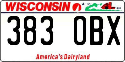 WI license plate 383OBX