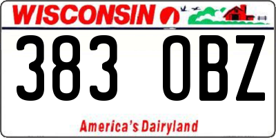 WI license plate 383OBZ