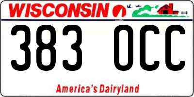 WI license plate 383OCC