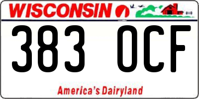 WI license plate 383OCF