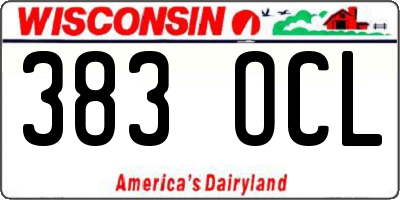 WI license plate 383OCL