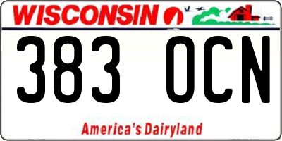 WI license plate 383OCN