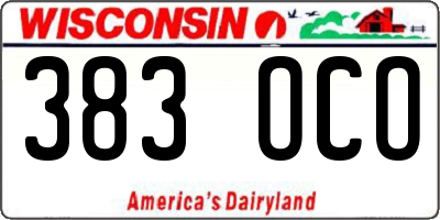 WI license plate 383OCO