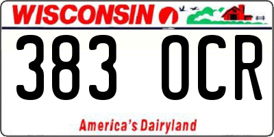 WI license plate 383OCR