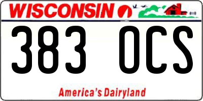 WI license plate 383OCS