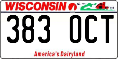 WI license plate 383OCT