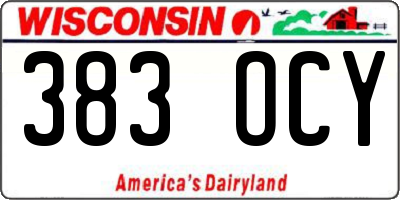 WI license plate 383OCY