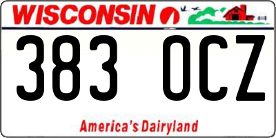 WI license plate 383OCZ