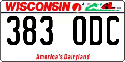 WI license plate 383ODC