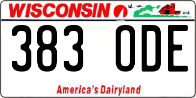 WI license plate 383ODE