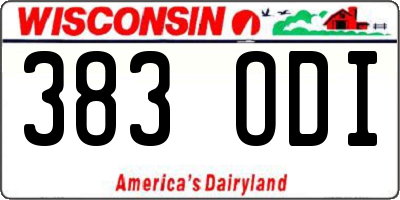 WI license plate 383ODI