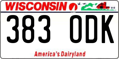 WI license plate 383ODK