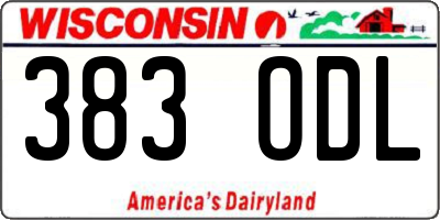 WI license plate 383ODL