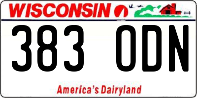 WI license plate 383ODN