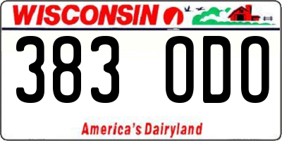 WI license plate 383ODO