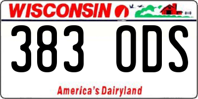 WI license plate 383ODS