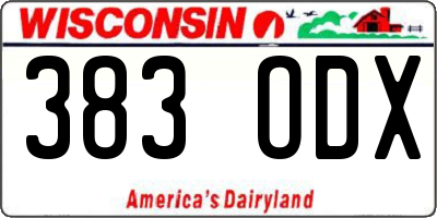 WI license plate 383ODX