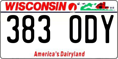 WI license plate 383ODY
