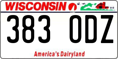WI license plate 383ODZ