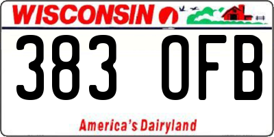 WI license plate 383OFB