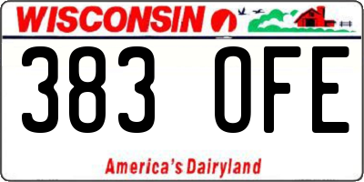 WI license plate 383OFE