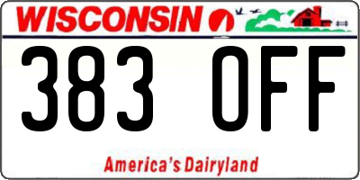 WI license plate 383OFF