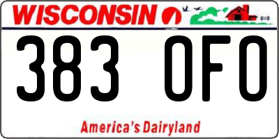 WI license plate 383OFO