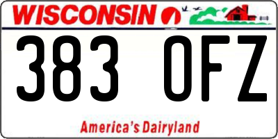 WI license plate 383OFZ