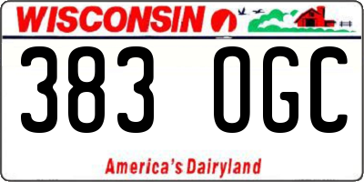 WI license plate 383OGC