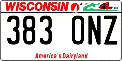 WI license plate 383ONZ
