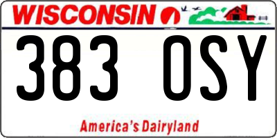 WI license plate 383OSY