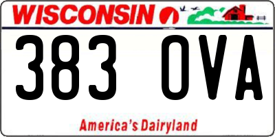 WI license plate 383OVA