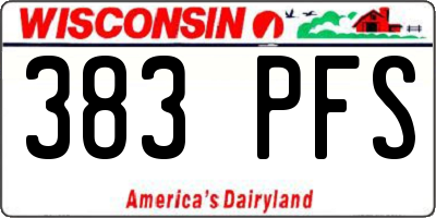 WI license plate 383PFS