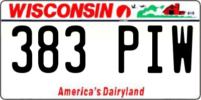 WI license plate 383PIW