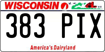 WI license plate 383PIX