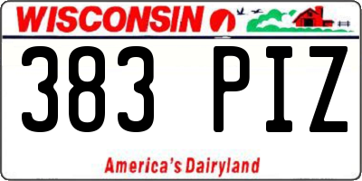 WI license plate 383PIZ