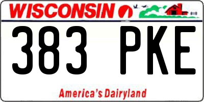WI license plate 383PKE