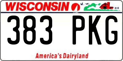WI license plate 383PKG